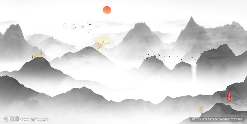 水墨画软膜天花