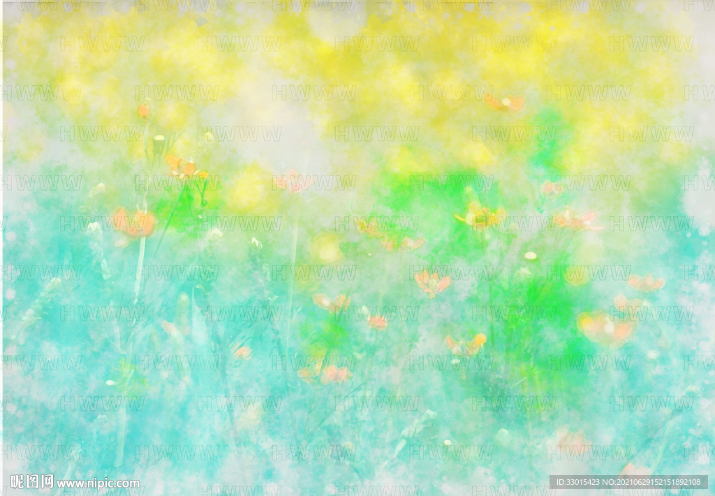 花草手绘水彩彩绘抽象背景装饰画