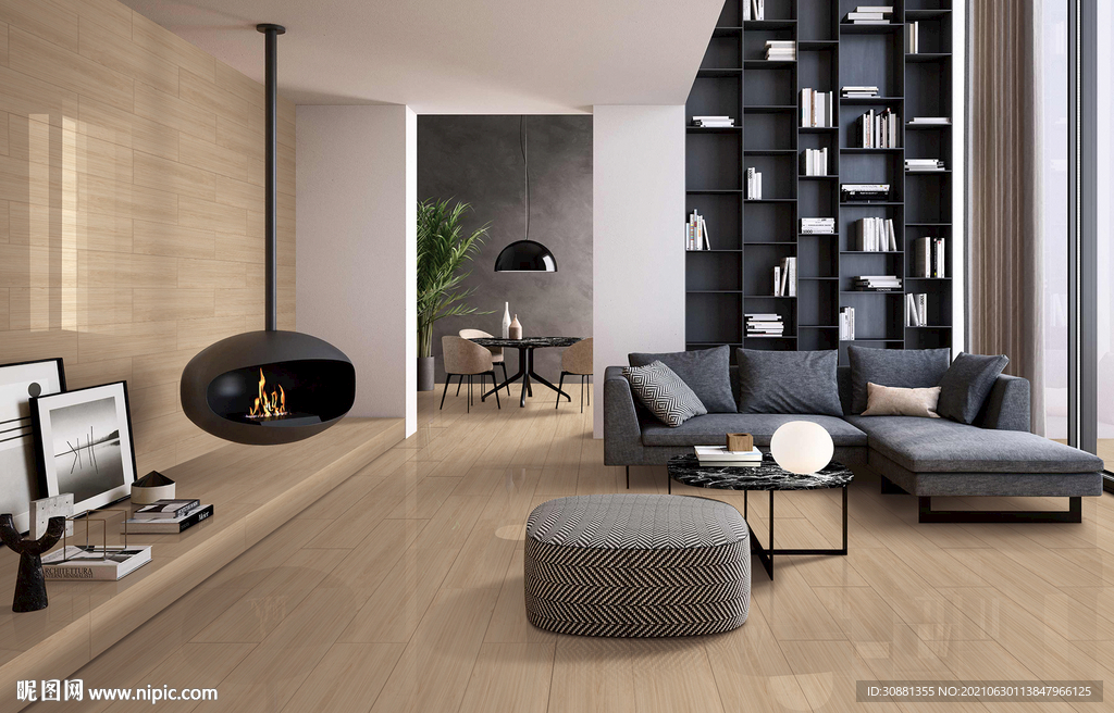 客厅亮光砖效果图