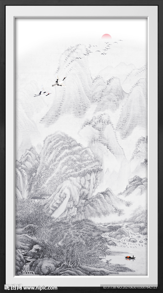 竖幅山水画