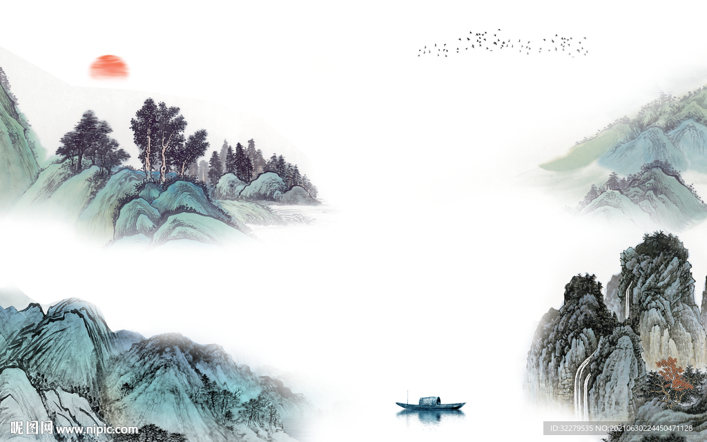 高清意境客厅山水 TIF分层