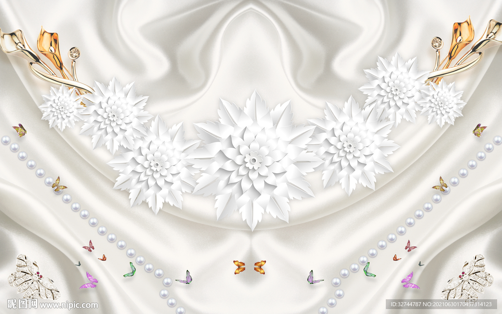 白色花卉装饰画