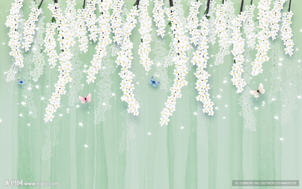 白色花卉装饰画