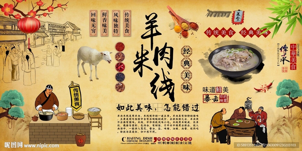羊肉米线背景墙