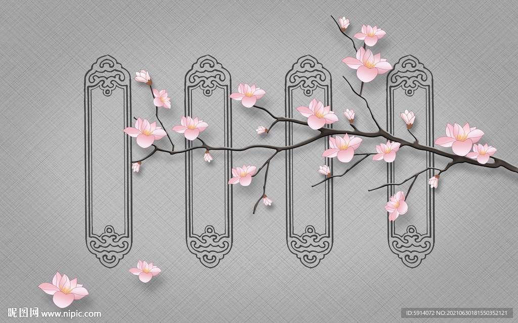 装饰画 桃花 新中式