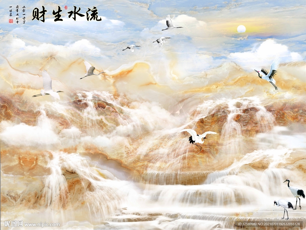 中式流水生财背景