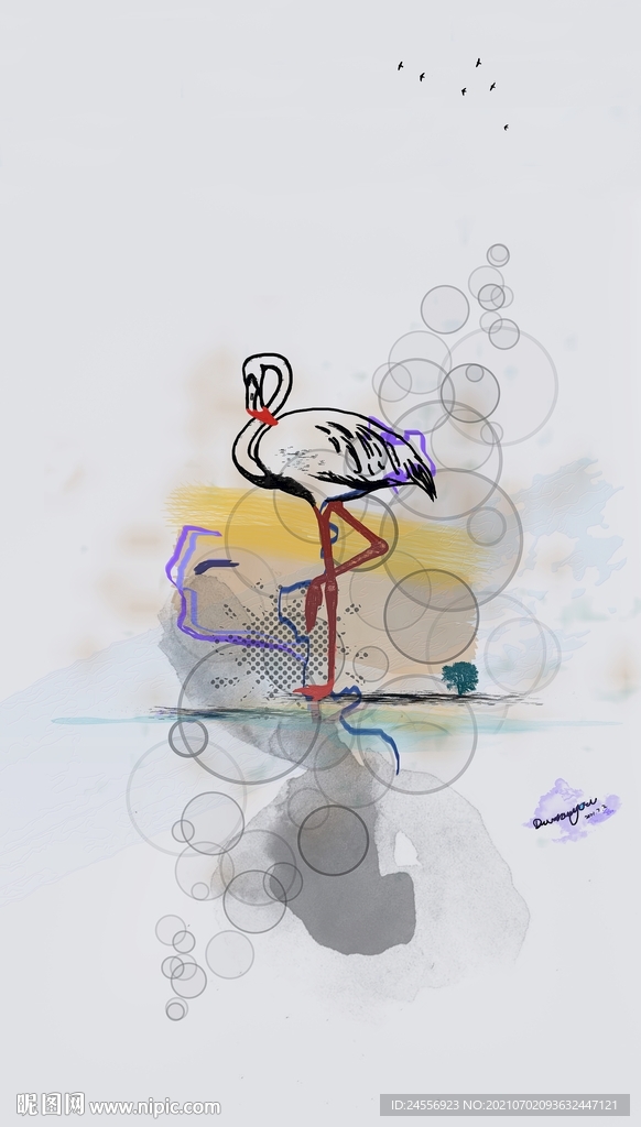 抽象马赛克动物画