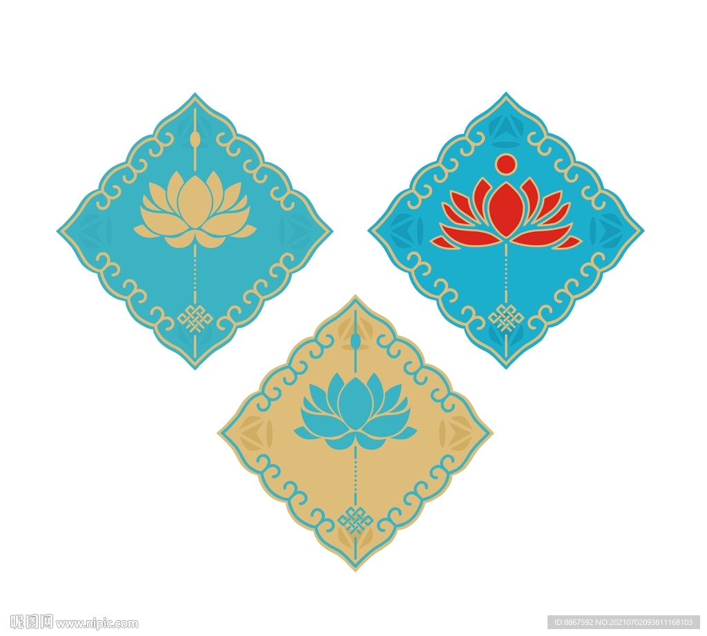 藏式莲花矢量图