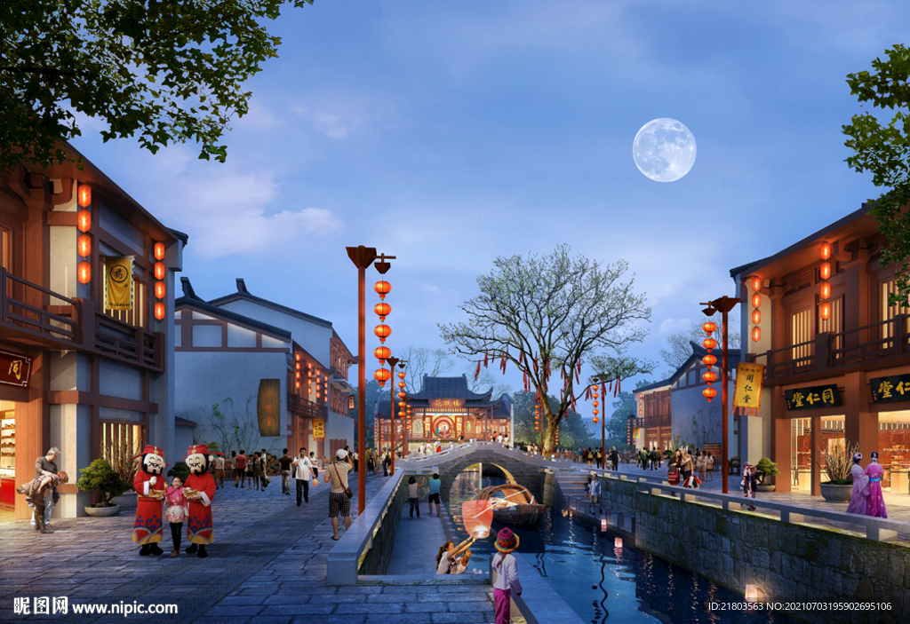 古建效果图夜景效果图景观效果图