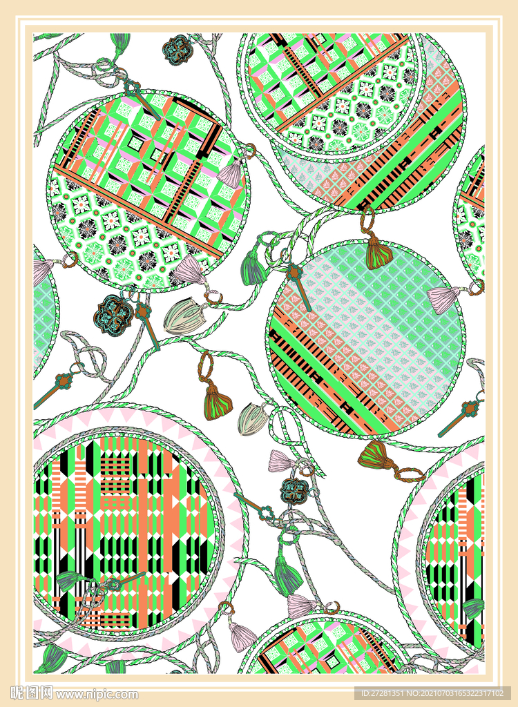 绳子格子方巾图