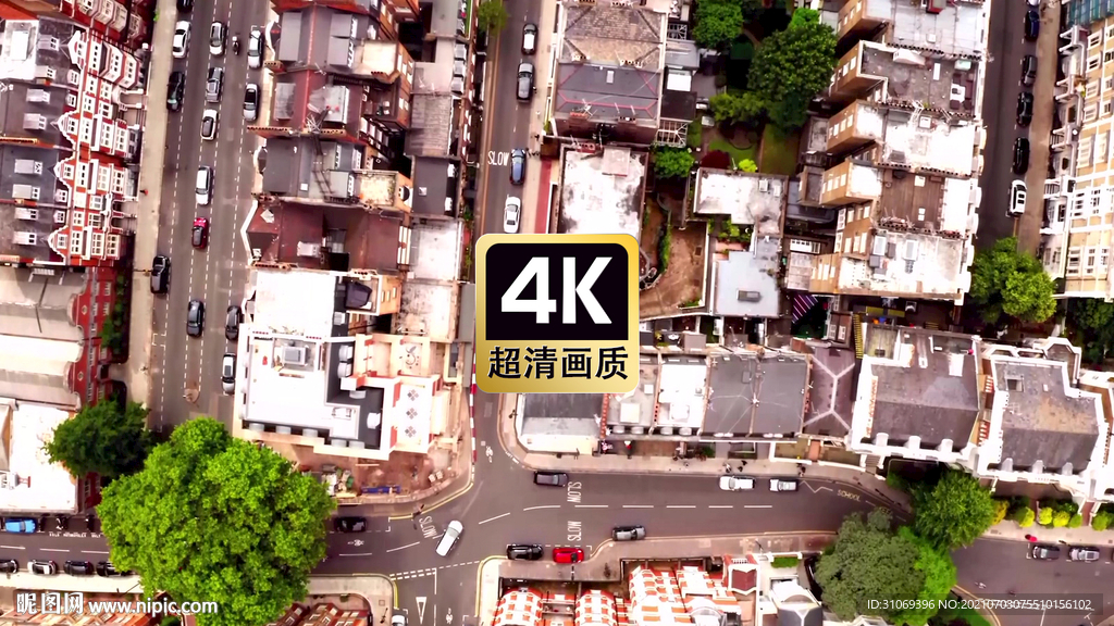 短视频素材航拍城市街道建筑群