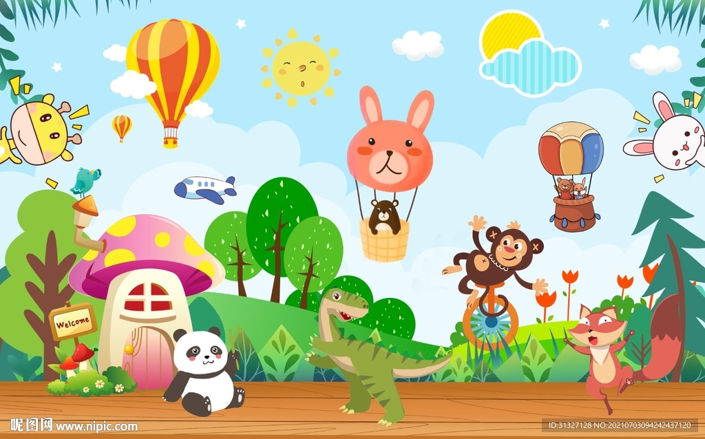 儿童森林动物背景图片