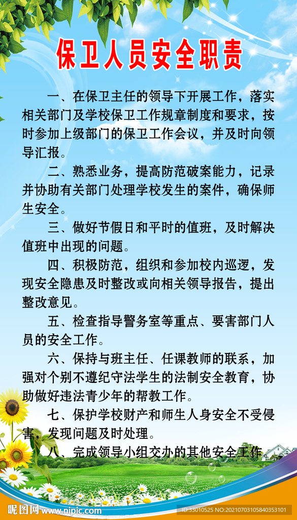 保卫人员安全职责