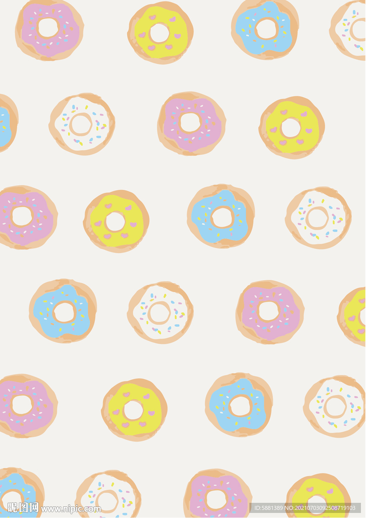 可爱甜甜圈矢量花型图案背景