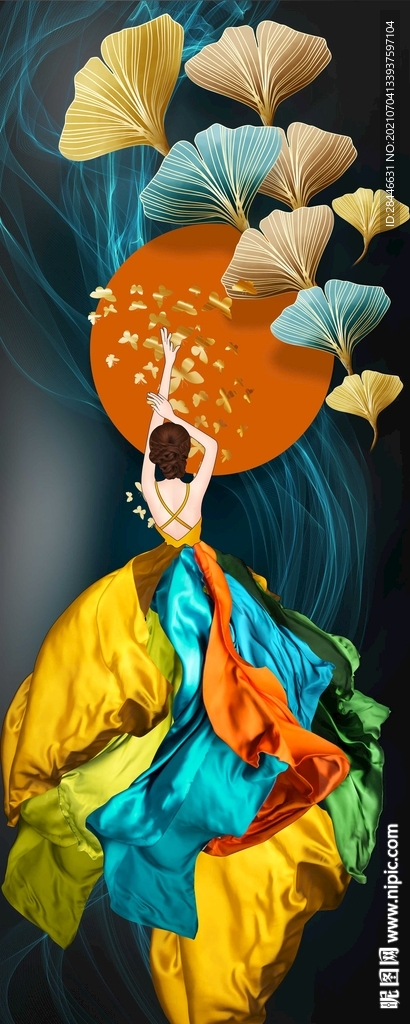 北欧轻奢晶瓷玄关装饰画