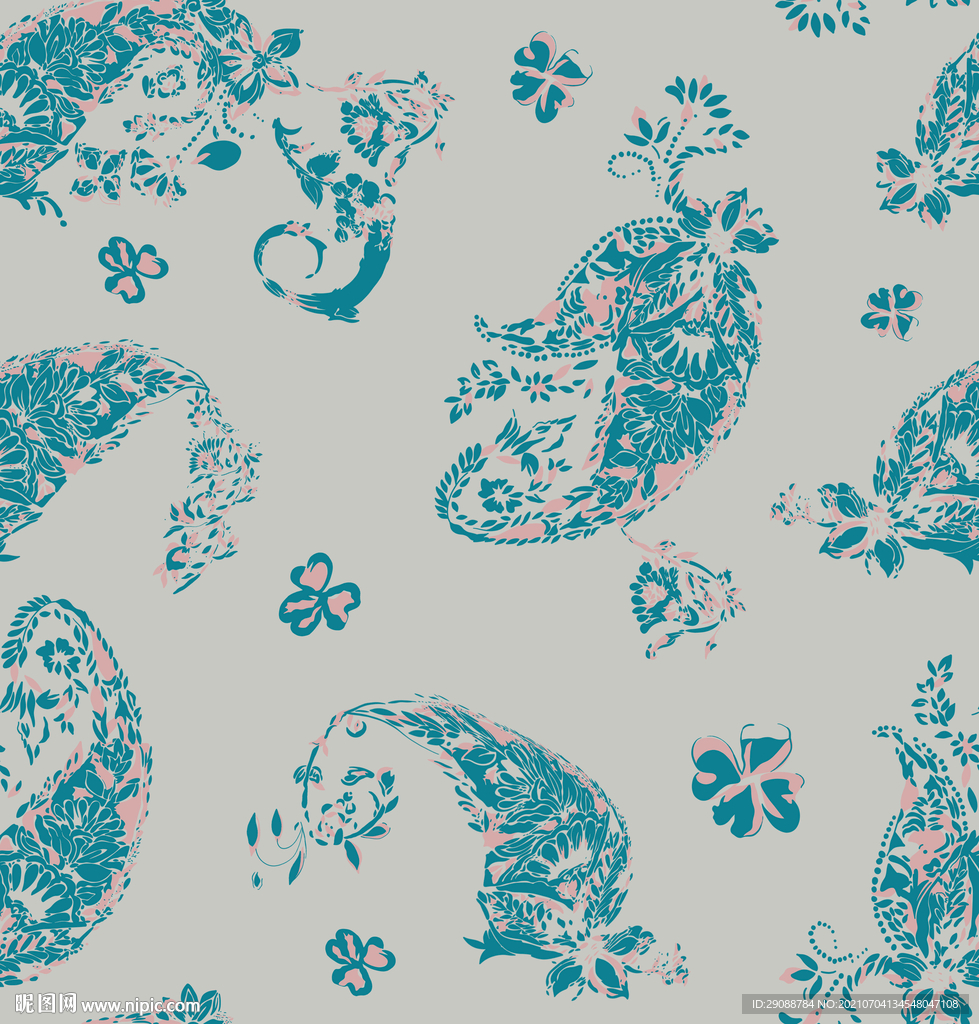 大牌花 数码印花 腰果