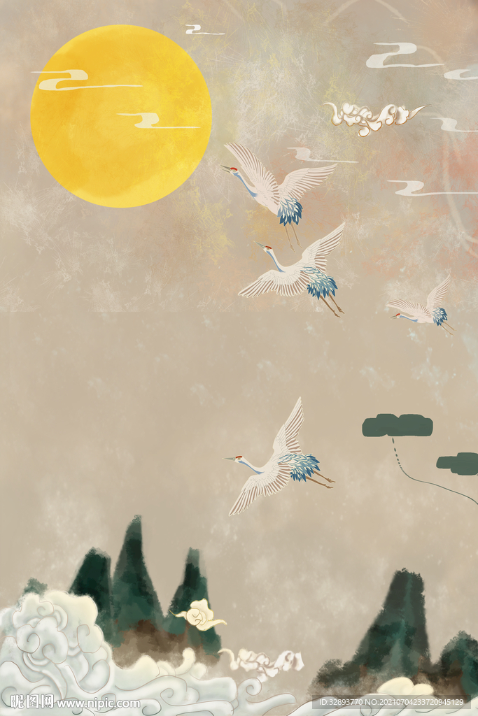 中国风传统古典国潮手绘插画海报