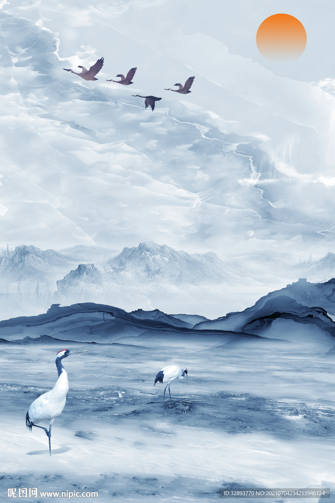 中国风传统古典国潮手绘插画海报