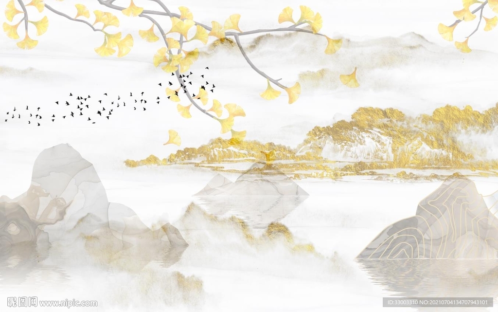 新中式山水背景墙