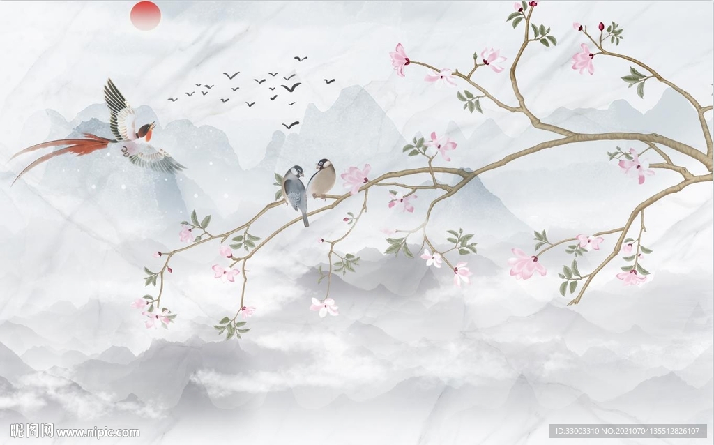 新中式山水背景墙