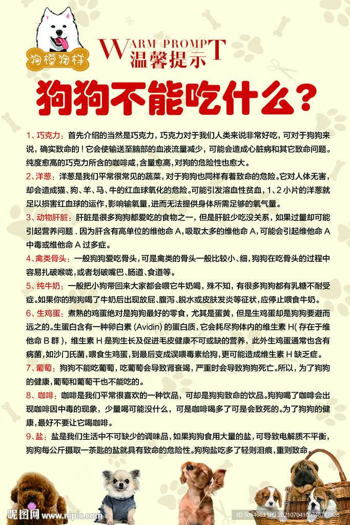 狗狗不能吃什么宠物店展板