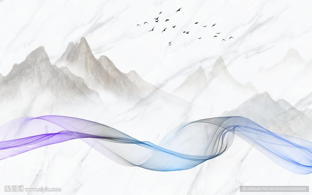 抽象山水背景墙