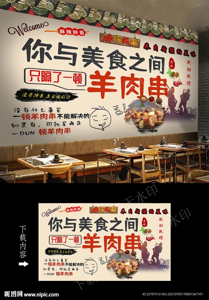 羊肉串背景墙
