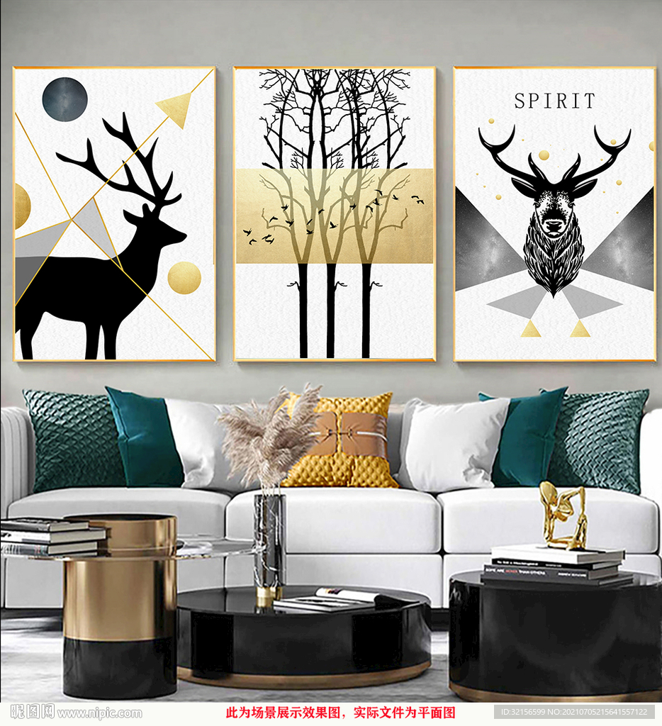 抽象麋鹿装饰画