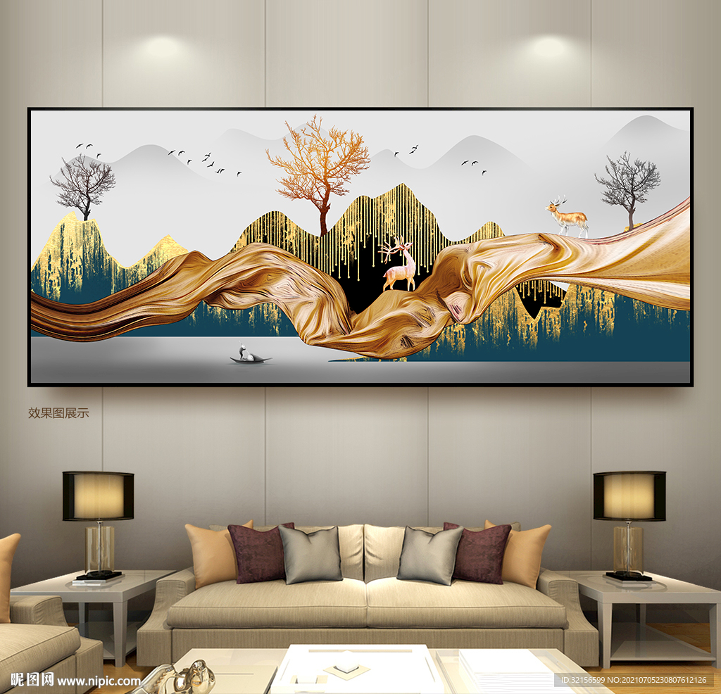 金色麋鹿装饰画