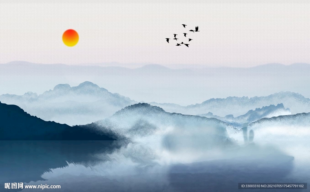 新中式山水背景墙