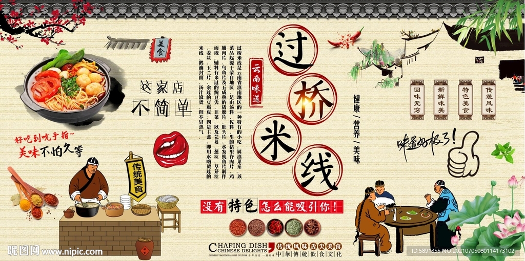 过桥米粉背景墙
