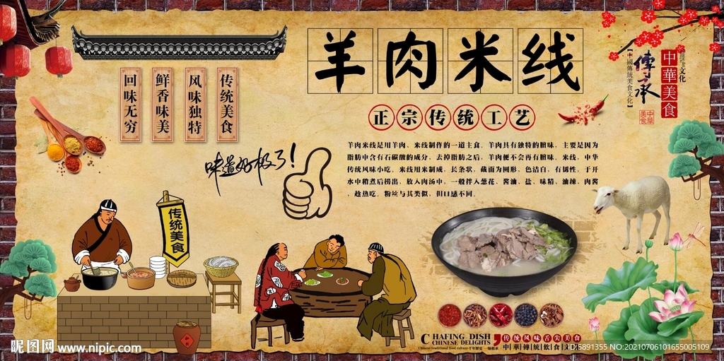羊肉米线背景墙