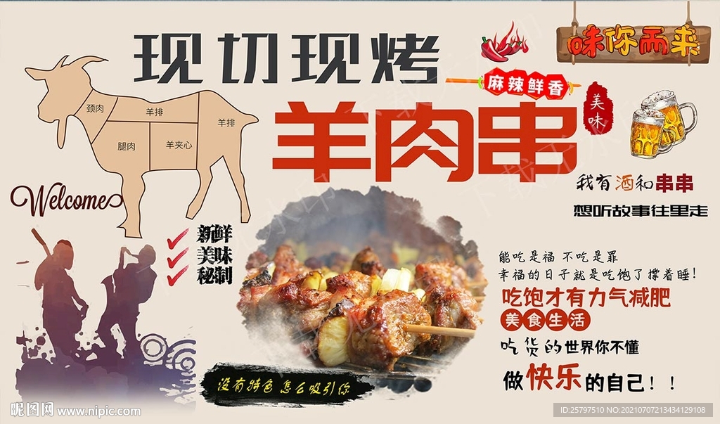 羊肉串背景墙