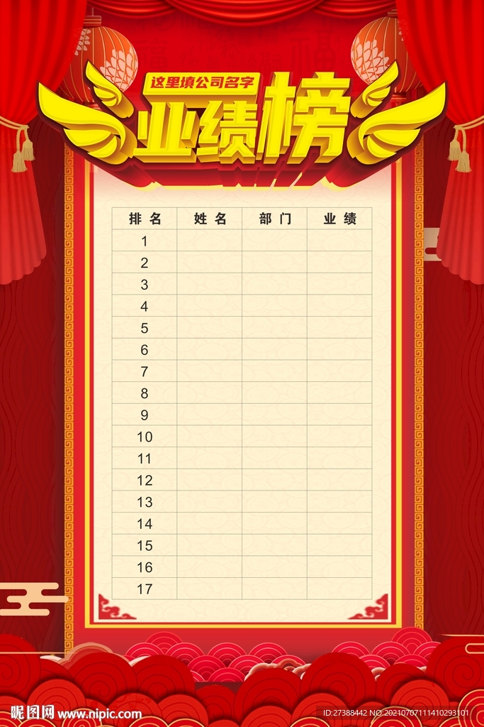 业绩排行榜海报