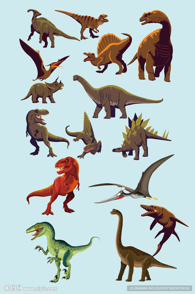 矢量侏罗纪公园恐龙元素