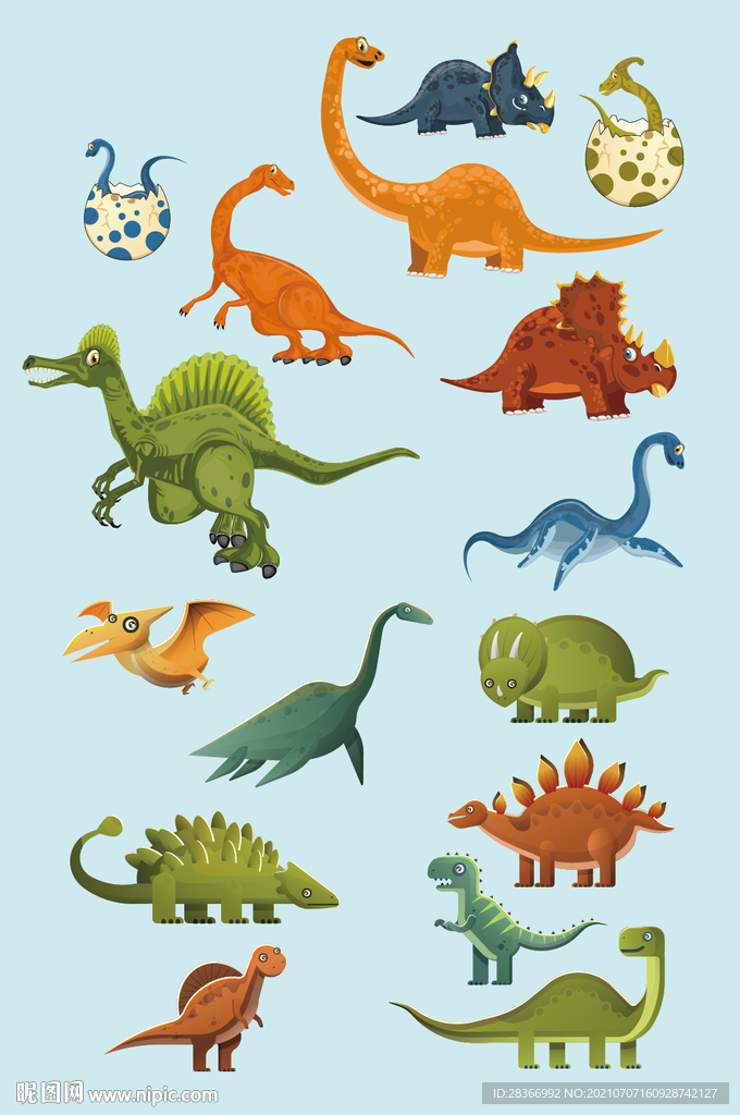 AI矢量卡通恐龙