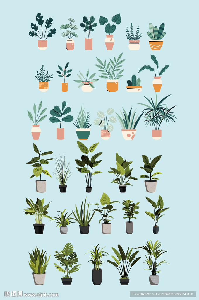 AI矢量绿色植物盆栽