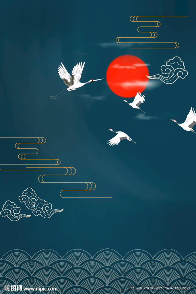 中国风传统古典国潮手绘插画海报