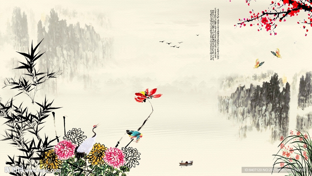 花鸟背景墙