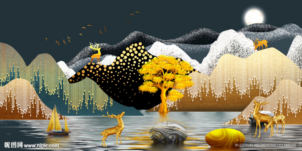 山水装饰画石来运转