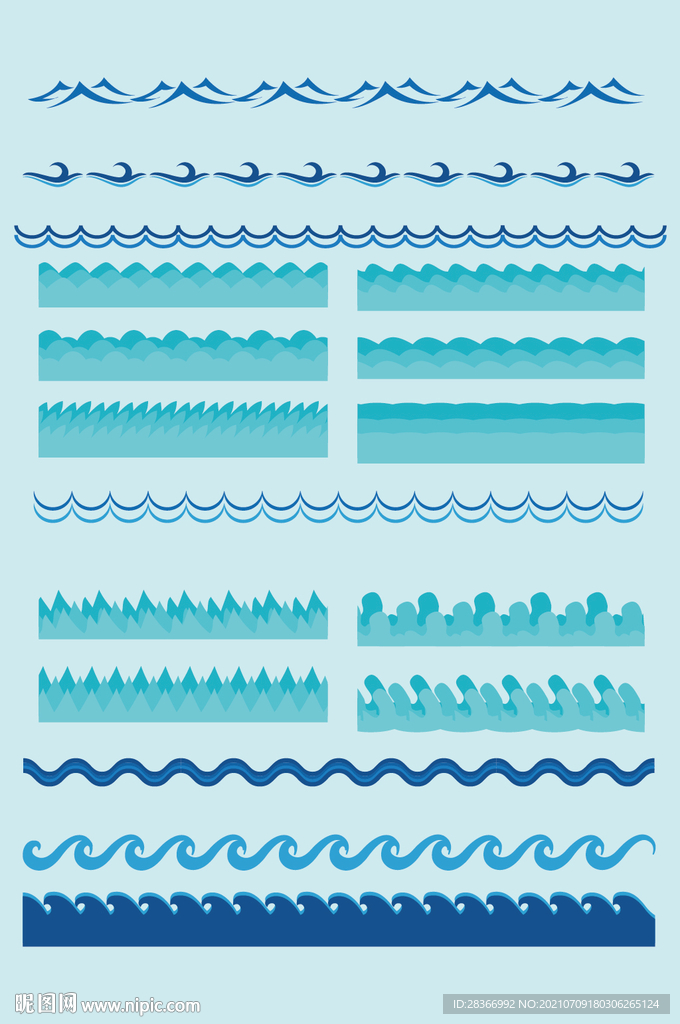 矢量AI水花波浪隔断花边元素