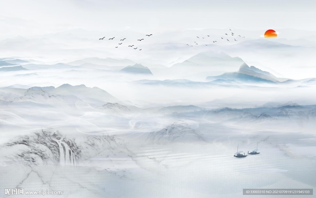 新中式山水背景墙