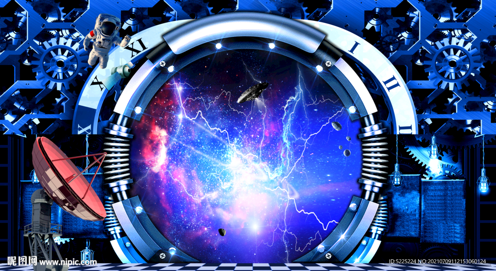 3D立体画闪电星空