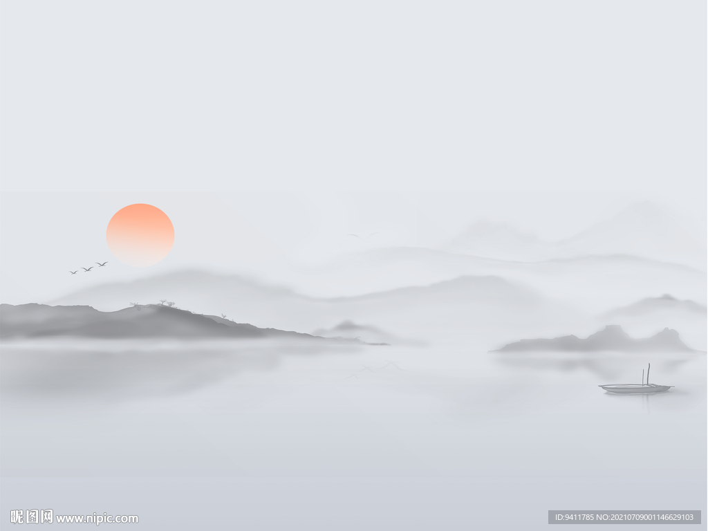 超清水墨山水背景