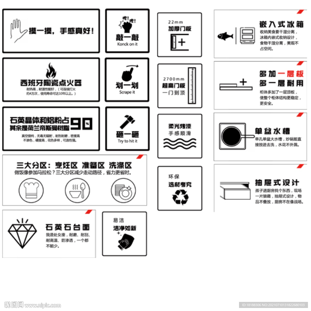 家居广场厨具产品提示贴极简风格