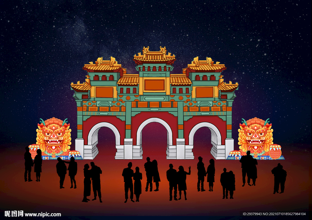 门楼彩灯 