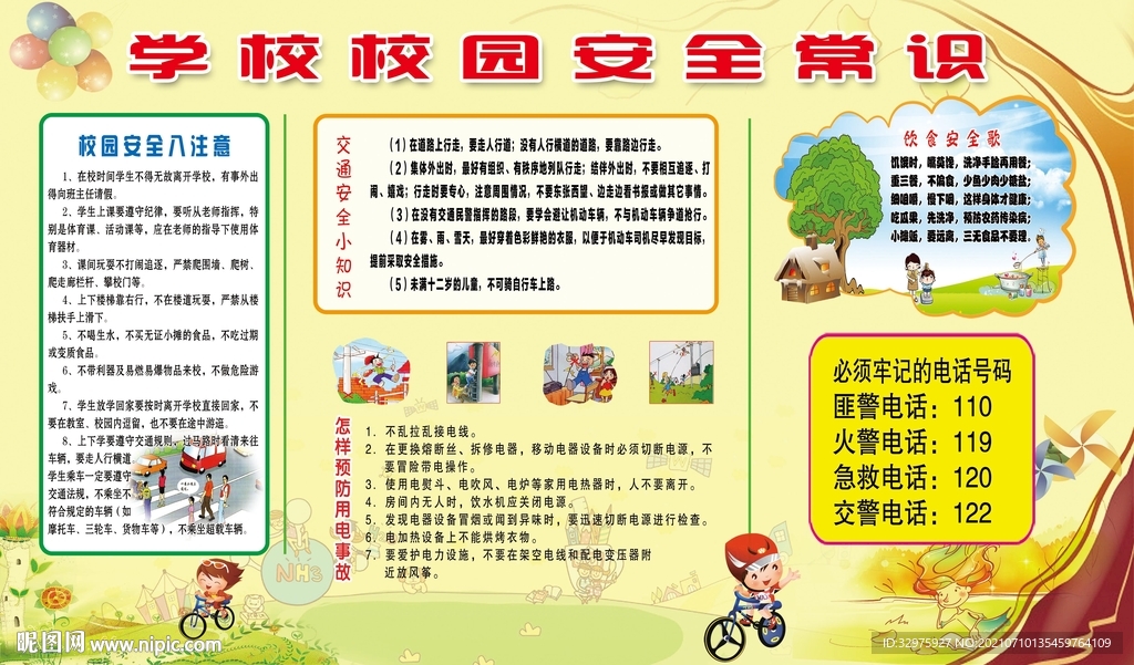 校园安全教育宣传展板