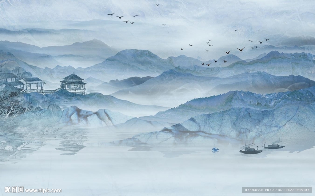 新中式山水背景墙