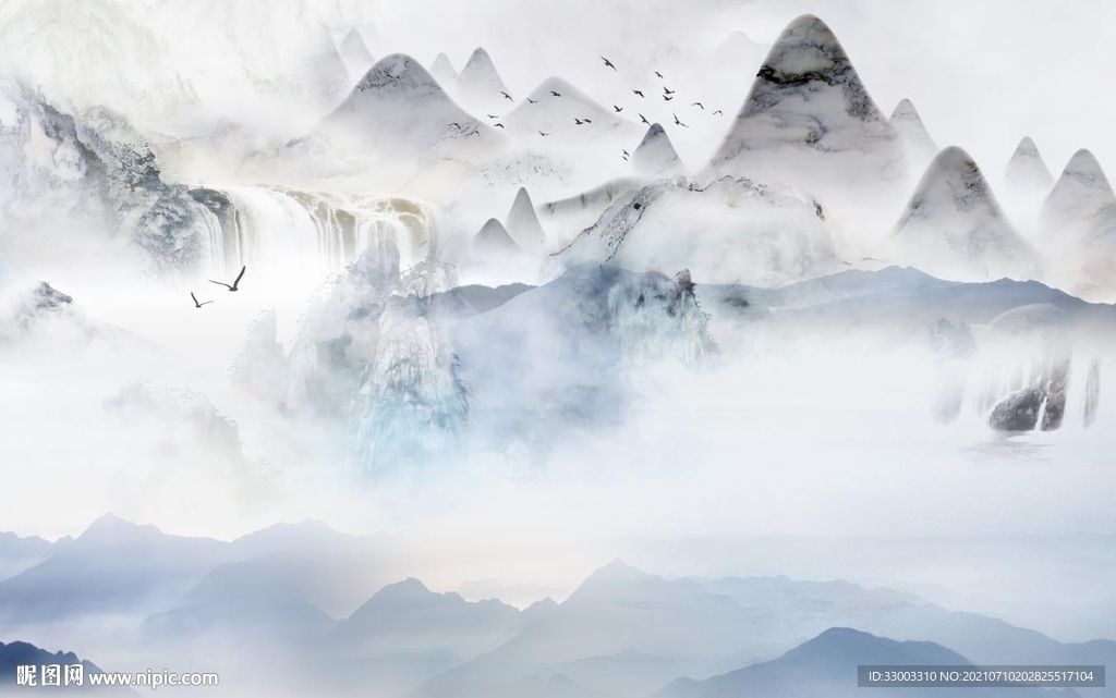 新中式山水背景墙