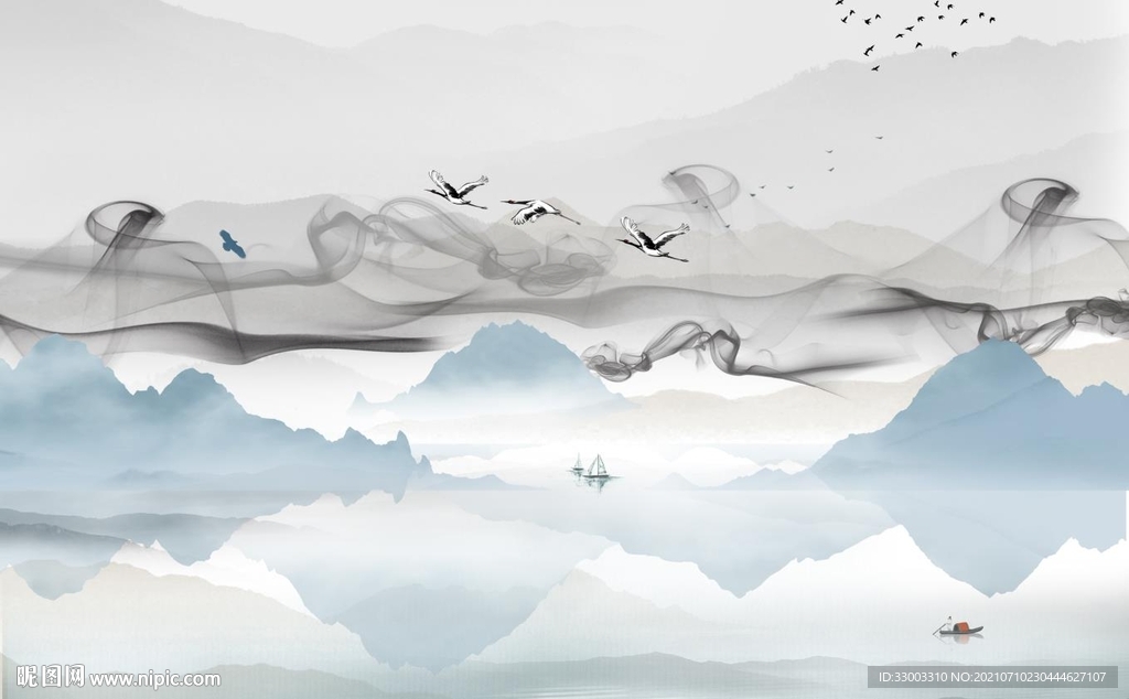 新中式山水背景墙